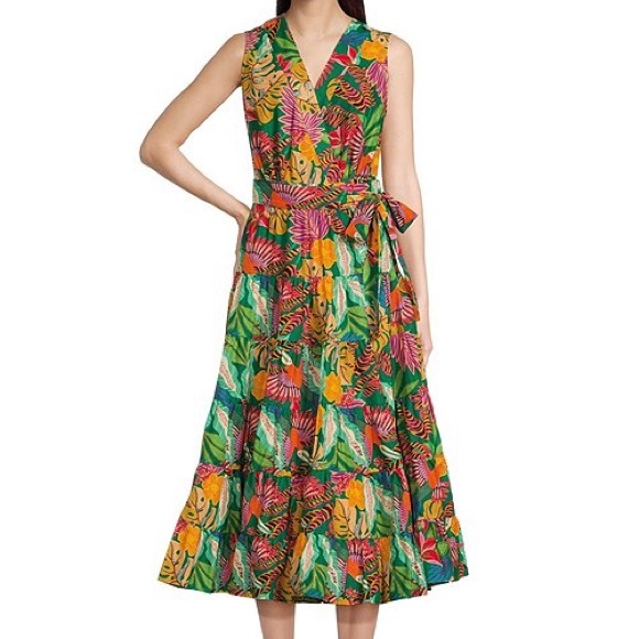 Gibson Latimer Dresses & Skirts - Gibson Latimer Tropical Printed Tiered Dress